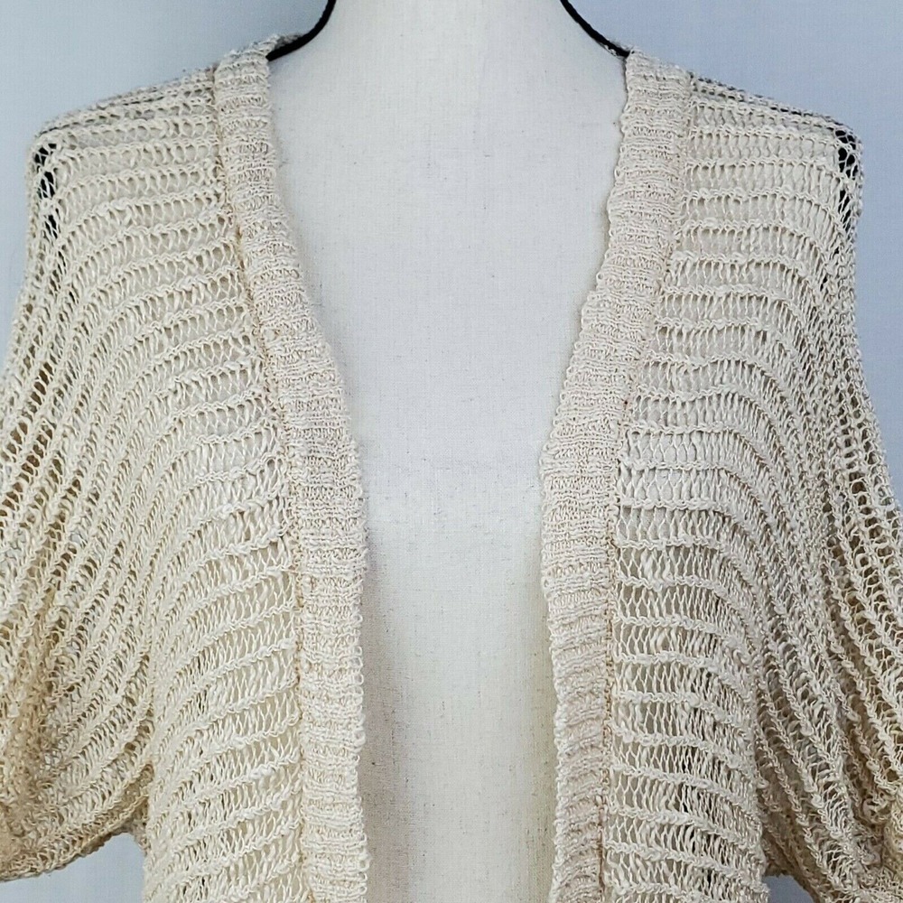 Sweet Journey Boho Cardigan Sweater Womens S Cream Blue Geometric Short Slv - Picture 4 of 8
